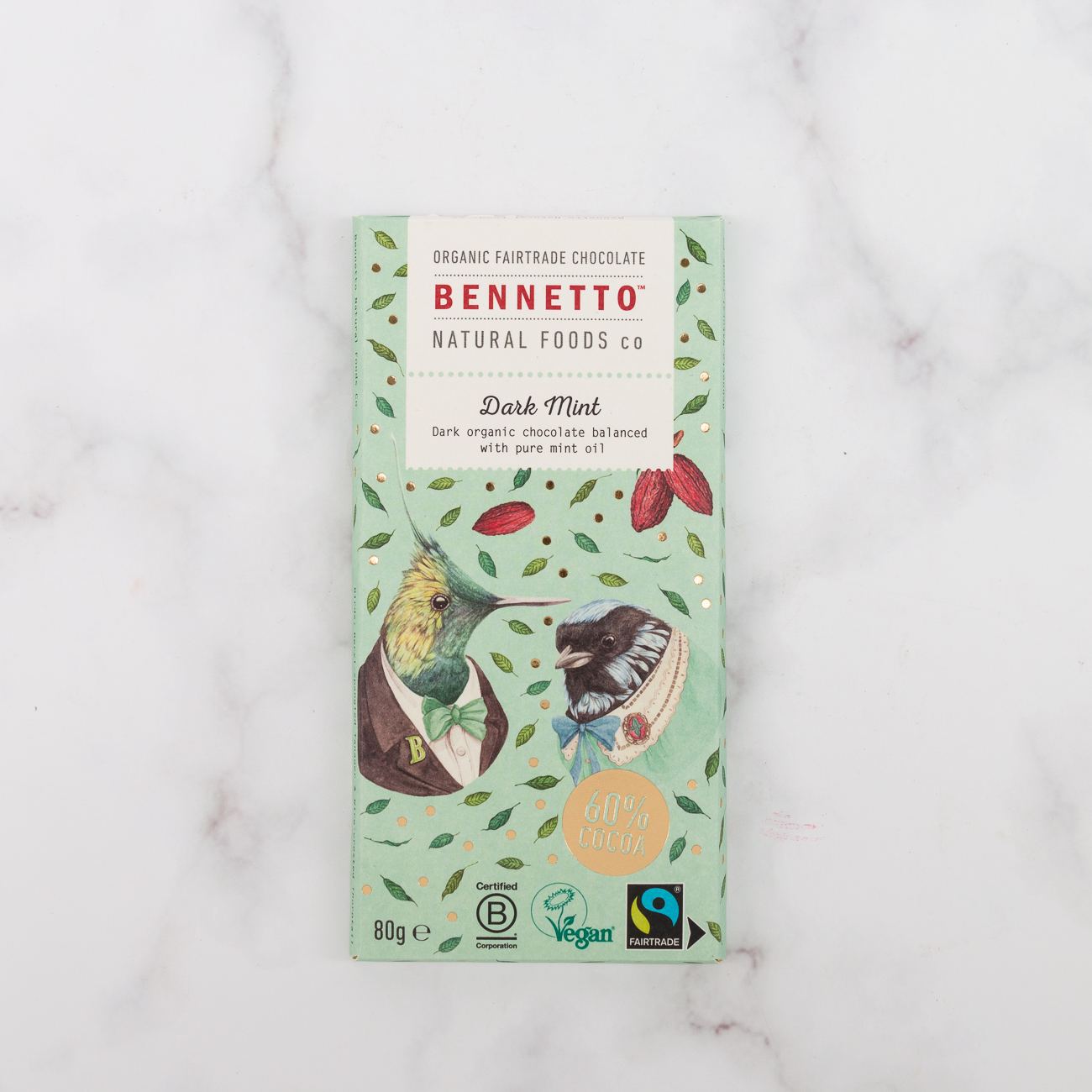 Bennetto Chocolate Block Dark Mint 80g