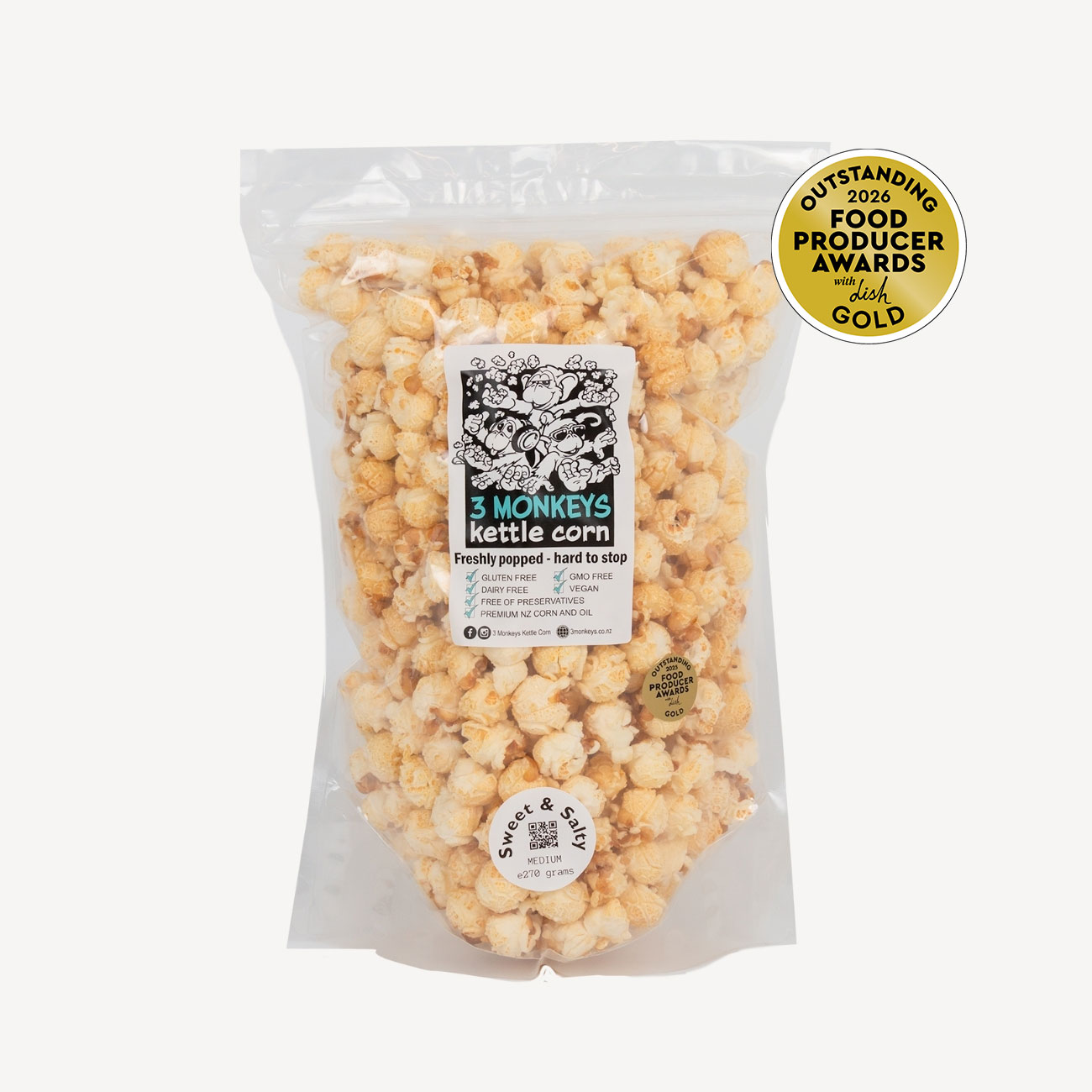 3 Monkeys Kettle Corn Sweet And Salty 270g